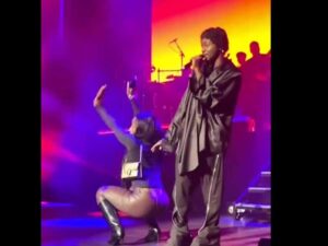 A fan left boyfriend to dance with Omah Lay on stage 