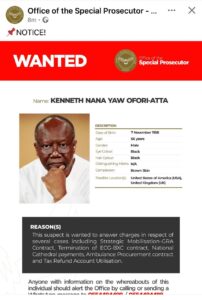 Former Finance Minister wanted poster published