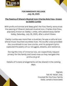 Daddy Lumba is dead 
